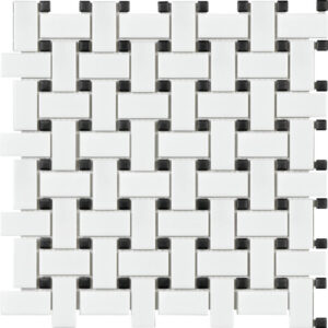 White black basketweave mosaics