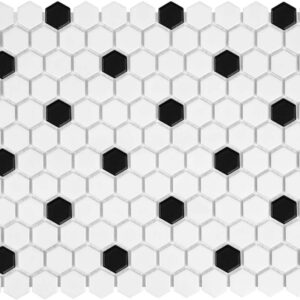 White black hexagon mosaics