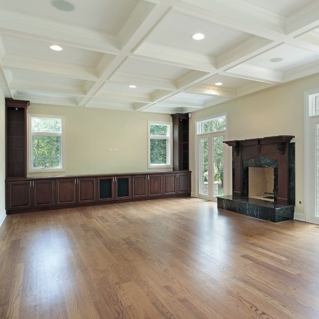Image depicts the interior of a Mississauga home with newly installed hardwood floors.