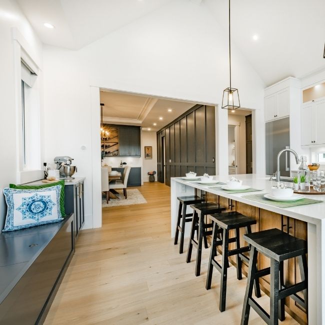 kitchen with laminate floors