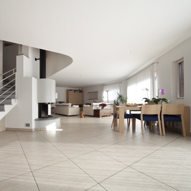Image depicts the inside of a Toronto home with new tile floors.