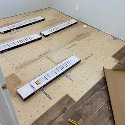 Image depicts a vinyl flooring North York installation project inside a North York home.