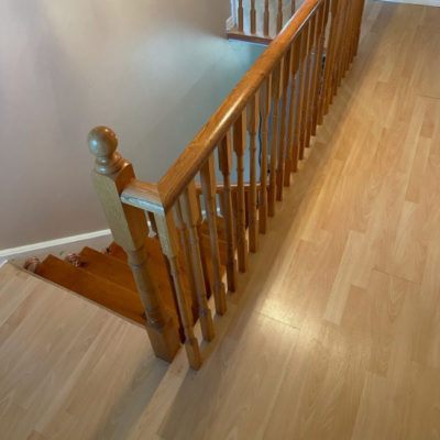 Image depicts old floors from an engineered hardwood flooring installation project in Scarborough, Ontario.