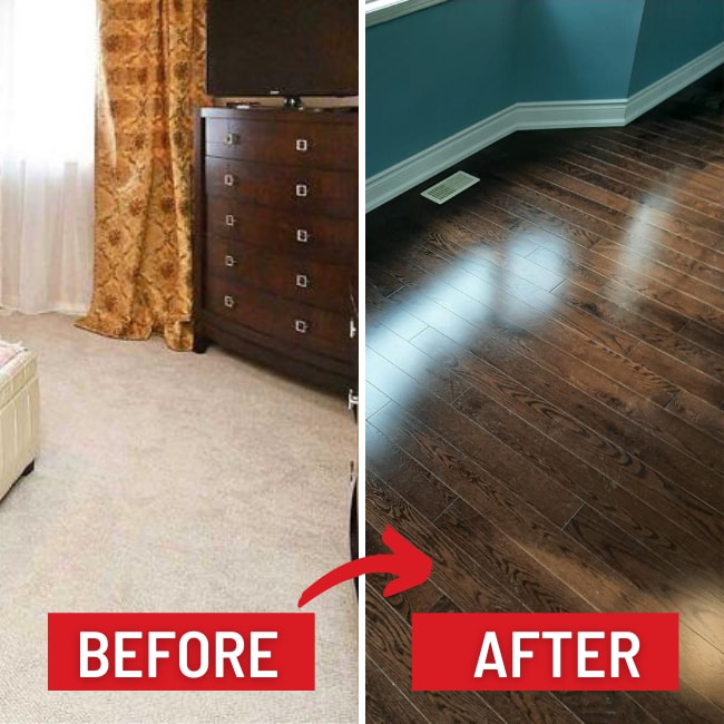 solid hardwood installation brampton before and after