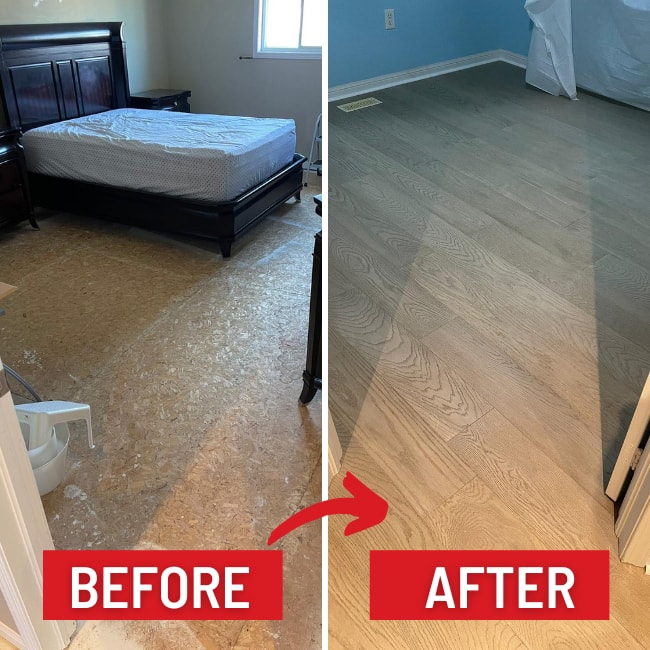 engineered hardwood floor before and after