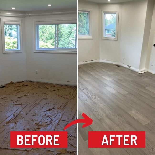 engineered hardwood flooring installation oakville before after