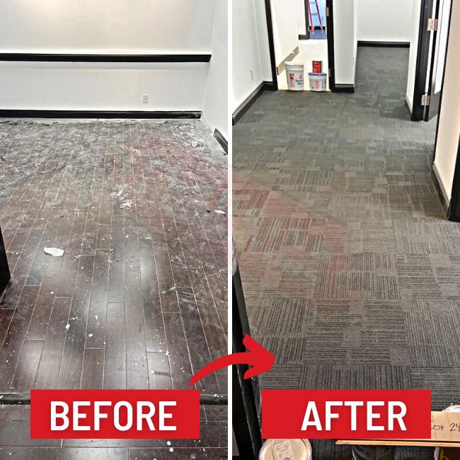 carpet tile installation richmond hill before after