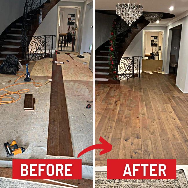 engineered hardwood installation richmond hill before after