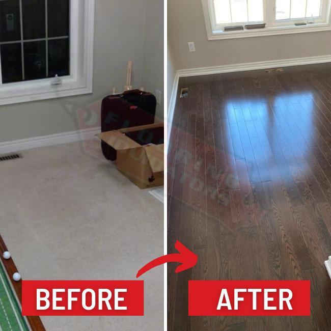 replacing carpet with hardwood before and after