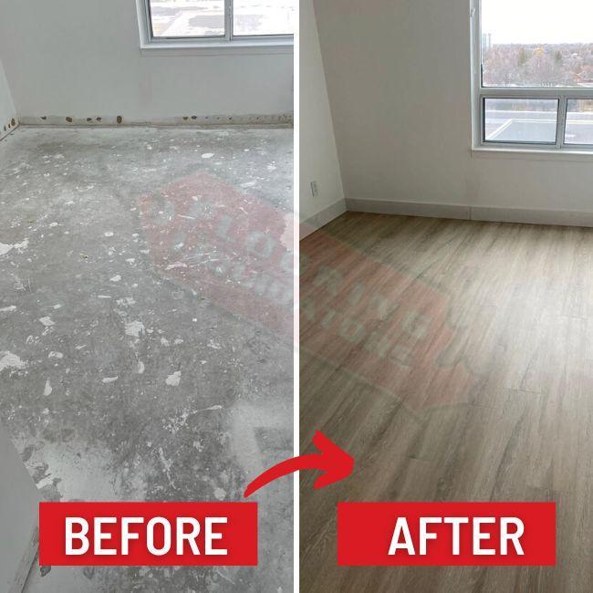 vinyl click renovation in toronto apartment before and after