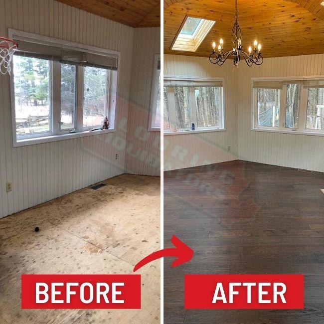 hardwood flooring in caledon cottage before after