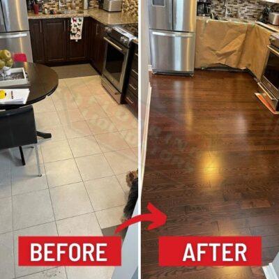 replacing vinyl and hardwood flooring in toronto before after