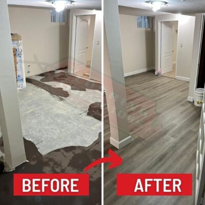 vinyl floor install brampton basement before after