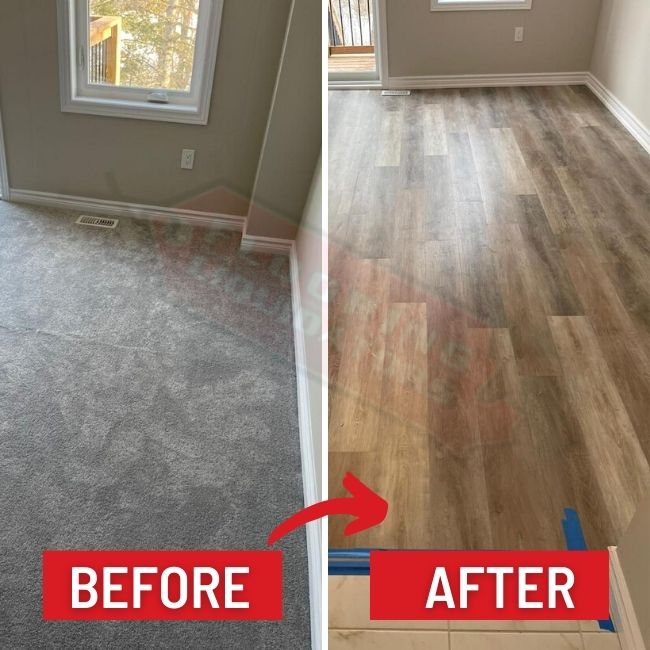 vinyl installation in milton townhouse before after