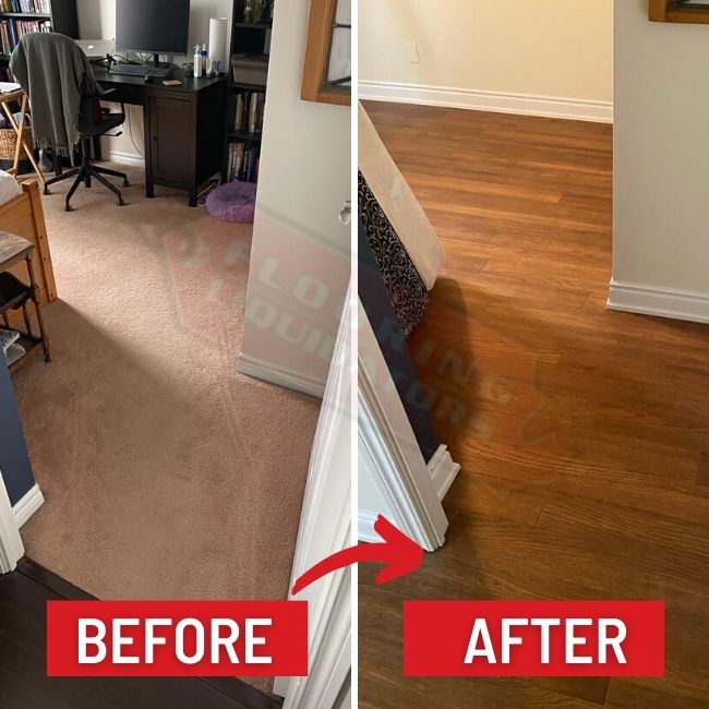etobicoke condo upgrading to hardwood floors before after