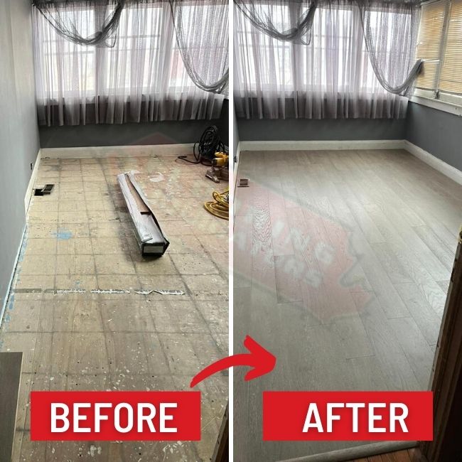 hardwood installation in north york room before after
