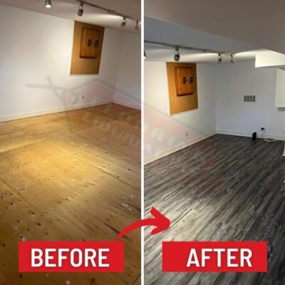 installing vinyl click floors in newmarket basement before after