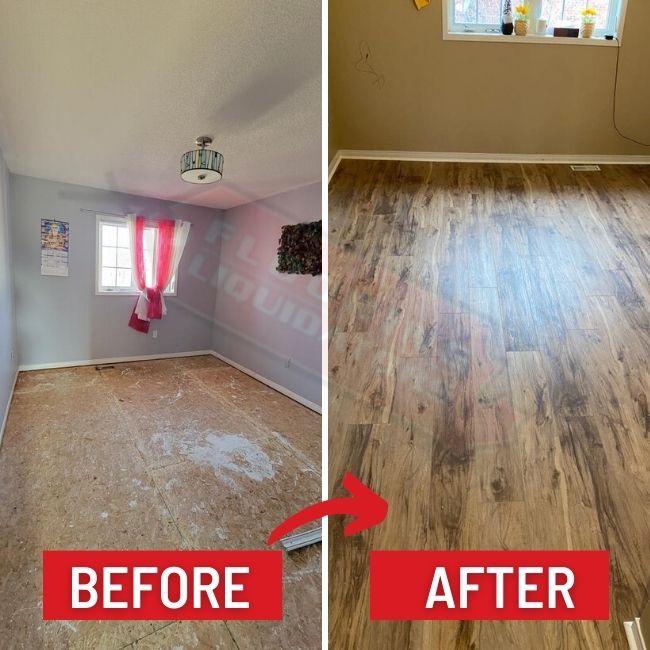 vinyl click install in brampton home before after