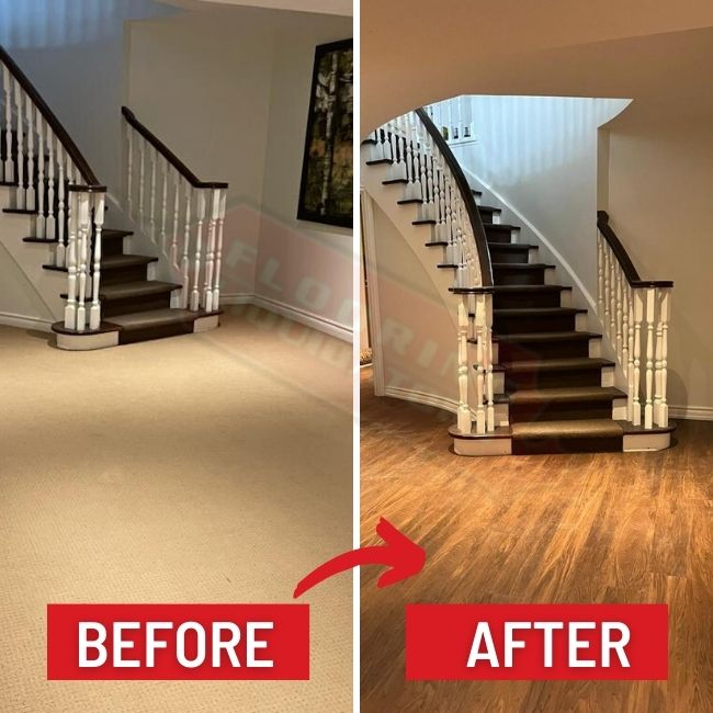 replacing carpet with vinyl click in toronto before after