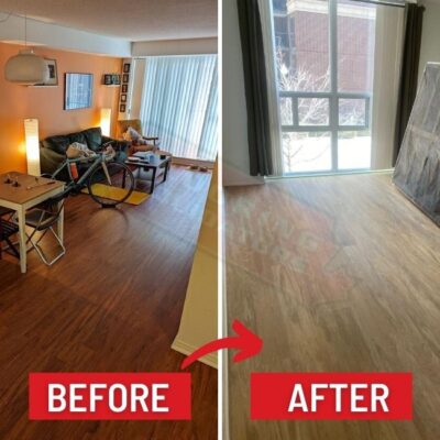 upgrading to vinyl click floors in etobicoke before after
