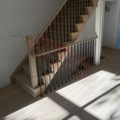 enginnered hardwood installation for modern stairs