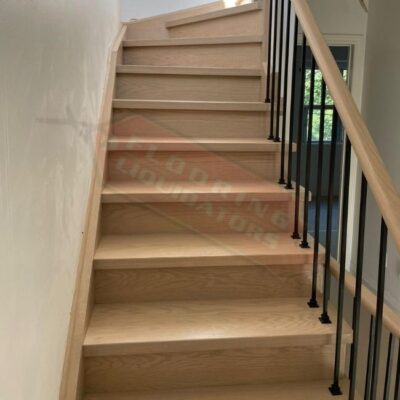 flight of stairs engineered hardwood installation