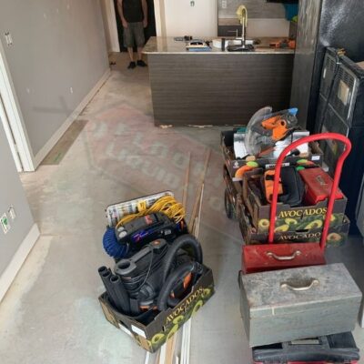installing vinyl flooring in condo renovation