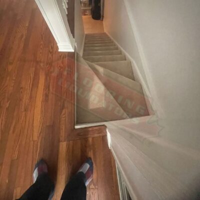 replacing old stairs with new hardwood floor