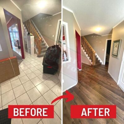 replacing old floors with new vinyl floors before after