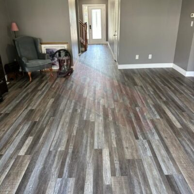 large home installing vinyl flooring