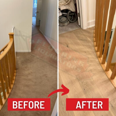 engineered hardwood replaces carpet floor before after