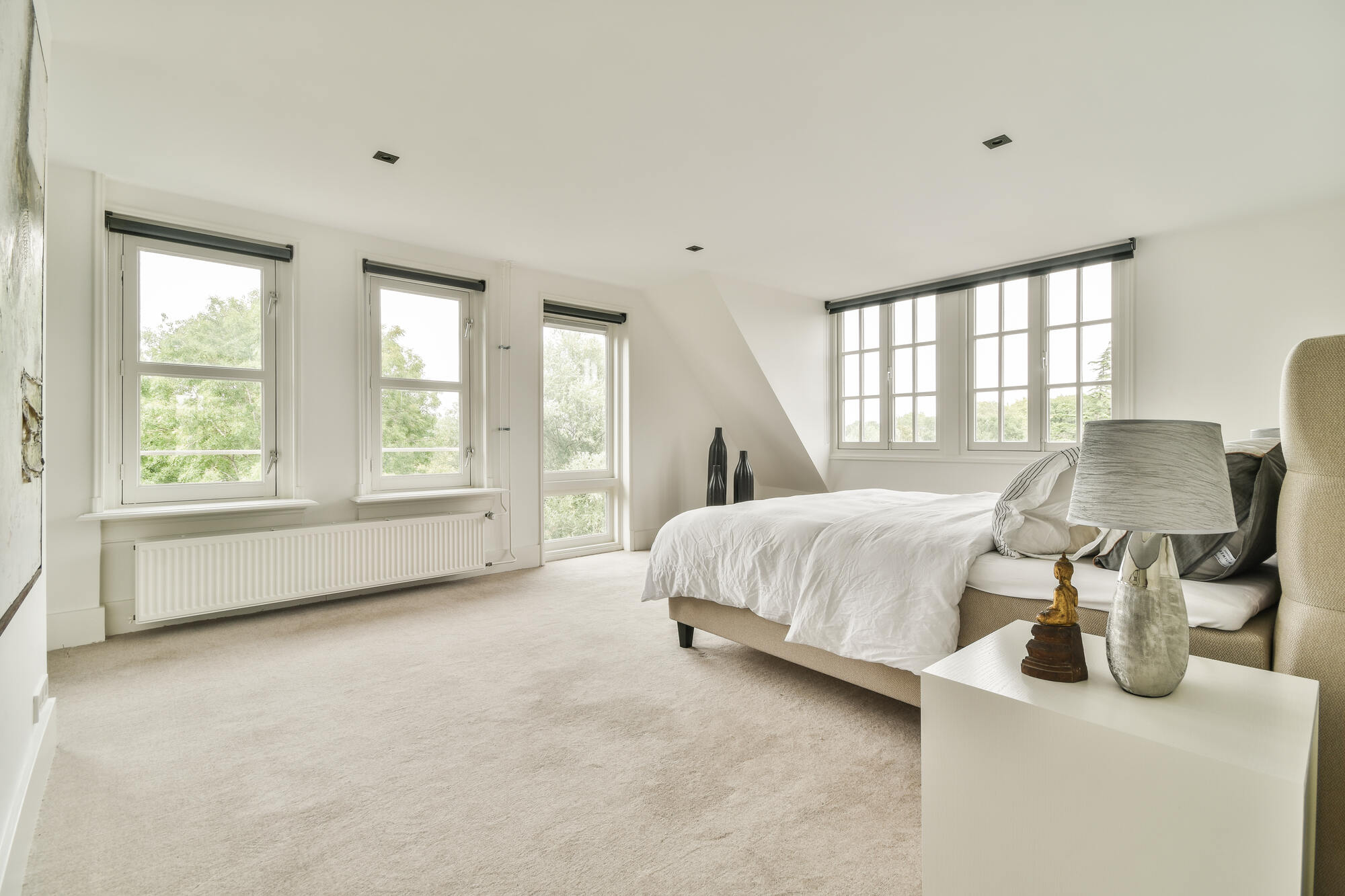 Cozy bedroom with balcony door