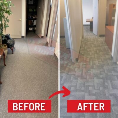 replacing carpet tile in office space before after