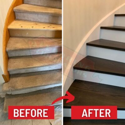 brand new hardwood installation in home before after
