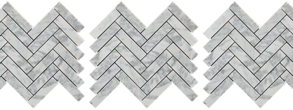 NESHADA - MARBLE - 1" X 4" CARRARA HERRINGBONE