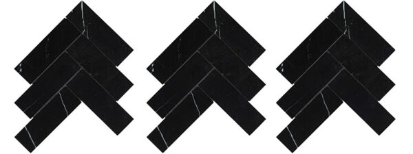 NESHADA - MARBLE - 2" X 6" NERO MARQUINA  HERRINGBONE
