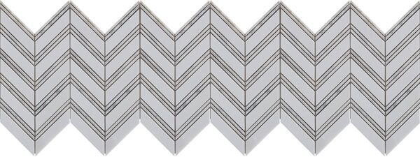NESHADA -  THASSOS CHEVRON W CARRARA TRIM - MOSAIC