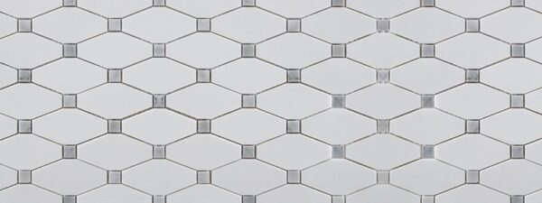 NESHADA -  THASSOS LONG OCTAGON W/ GREY DOT - MOSAIC