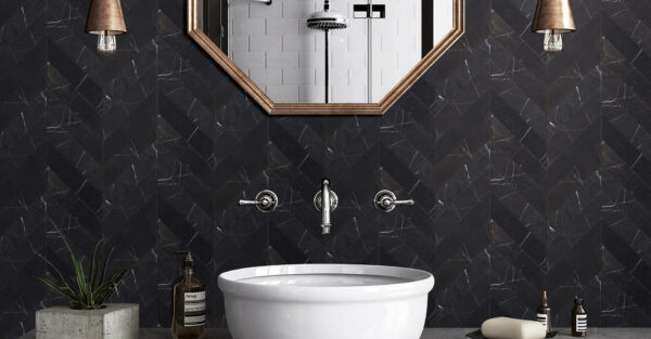NESHADA - MARBLE - 2" X 8" NERO MARQUINA CHEVRON